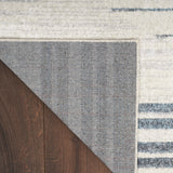 Nourison Astra Machine Washable Geometric Ivory Blue 4' x 6' Area -Rug, Easy -Cleaning, Non Shedding, Bed Room, Living Room, Dining Room, Kitchen (4x6)