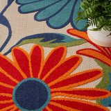 Nourison Aloha Indoor/Outdoor Multicolor 3'6" x 5'6" Area Rug, Easy Cleaning, Non Shedding, Bed Room, Living Room, Dining Room, Kitchen (4x6)