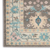 Nourison Tranquil Persian Grey/Pink 4' x 6' Area-Rug, Easy-Cleaning, Non Shedding, Bed Room, Living Room, Dining Room, Kitchen (4x6)