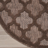 Nourison Easy Care Brown 4' x Round Area Rug - Easy Clean, Non Shedding, Bed Room, Living Room, Dining Room, Kitchen (4' x Round)