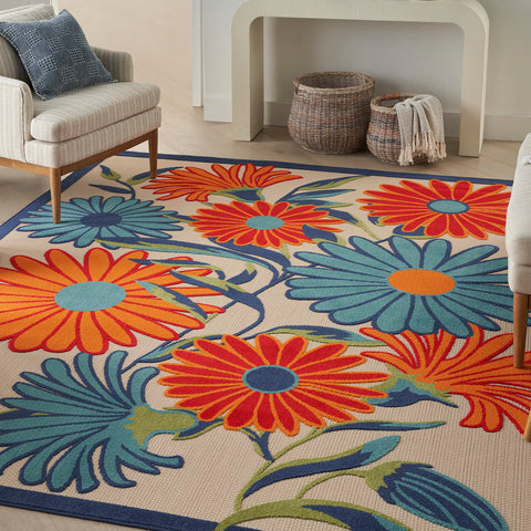 Nourison Aloha 63x89 Contemporary Fabric Rug in Multi-Color