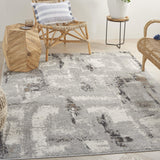 Nourison Elation Abstract Grey Ivory 4' x 6' Area -Rug, Easy -Cleaning, Non Shedding, Bed Room, Living Room, Dining Room, Kitchen (4x6)