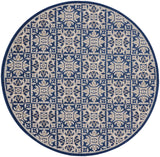 Nourison Aloha Indoor/Outdoor Blue 7’10” x Round Area Rug, Easy Cleaning, Non Shedding, Bed Room, Living Room, Dining Room, Backyard, Deck, Patio (8 Round)