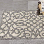 Nourison Palamos Indoor/Outdoor Cream Grey 2'2" x 3'9" Area Rug, Easy Cleaning, Non Shedding, Bed Room, Living Room, Dining Room, Backyard, Deck, Patio (2x4)