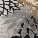 Nourison Aloha Indoor/Outdoor Black White 3'6" x 5'6" Area Rug, Tropical, Botanical, Easy Cleaning, Non Shedding, Bed Room, Living Room, Dining Room, Deck, Backyard, Patio (3x5)