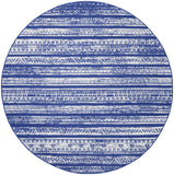 Nourison Whimsicle Tribal Navy Ivory 8' x round Area Rug, Easy Cleaning, Non Shedding, Bed Room, Living Room, Dining Room, Kitchen (8 Round)