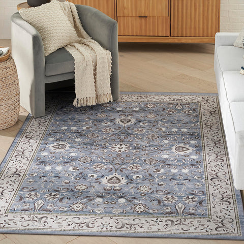 Nourison Vintage Home Bohemian Blue 3'9" x 5'9" Area Rug, Easy Clean, Non Shedding, Bed Room, Living Room, Dining Room, Backyard, Deck, Patio (4x6)