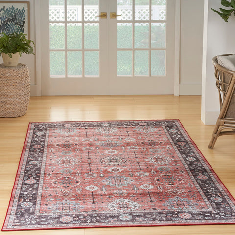 Nourison Fulton Traditional Brick 5' x 7' Area -Rug, Easy -Cleaning, Non Shedding, Bed Room, Living Room, Dining Room, Kitchen (5x7)