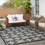 Nourison Aloha 42x66 Modern Fabric Rug in Black White Finish