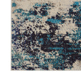 Nourison Celestial Modern Abstract Ivory/Teal Blue 3'11'' x 5'11'' Area-Rug, Easy-Cleaning, Non Shedding, Bed Room, Living Room, Dining Room, Kitchen (4x6)