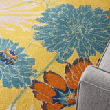 Nourison Allur Yellow Multicolor 4' x 6' Area Rug, Modern, Floral, Bed Room, Living Room, Dining Room, Kitchen, Easy Cleaning, Non Shedding (4x6)