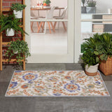 Nourison Aloha Indoor/Outdoor Ivory Blue 2'8" x 4' Area Rug, Easy Cleaning, Non Shedding, Bed Room, Living Room, Dining Room, Backyard, Deck, Patio (3x4)