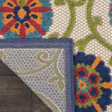 Nourison Aloha Indoor/Outdoor Blue/Multicolor 2' x 6' Area -Rug, Easy -Cleaning, Non Shedding, Bed Room, Living Room, Dining Room, Deck, Backyard, Patio (2x6)