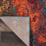 Nourison Celestial Red/Blue Atlantic 3'11'' x 5'11'' Area-Rug, Contemporary, Abstract, Easy-Cleaning, Non Shedding, Bed Room, Living Room, Dining Room, Kitchen, (4' x 6')