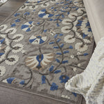 Nourison Aloha Indoor/Outdoor Floral Grey/Multi 3'6" x 5'6" Area Rug (4' x 6'), 3'6"X5'6",