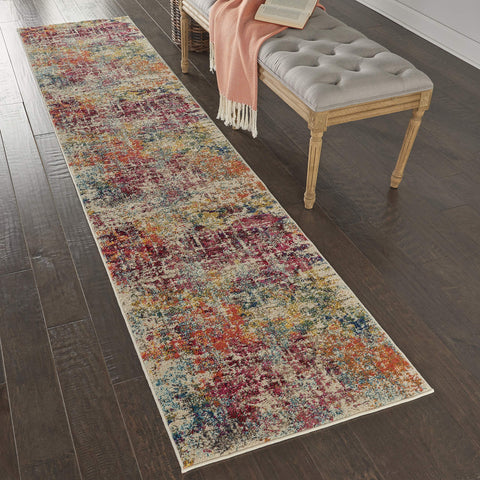 Nourison Celestial Pink/Multicolor 2'2" x 10' Area Rug, Vintage, Abstract, Easy Cleaning, Non Shedding, Bed Room, Living Room, Dining Room, Kitchen, (10' x Runner)