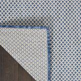 Nourison Courtyard Indoor/Outdoor Ivory Blue 4' x 6' Area Rug, Geometric, Easy Cleaning, Non Shedding, Bed Room, Living Room, Dining Room, Deck, Patio, Backyard (4x6)