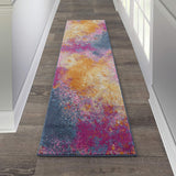 Nourison Passion Sunburst 2'2'' x 10' Area-Rug, Modern, Abstract, Easy-Cleaning, Non Shedding, Bed Room, Living Room, Dining Room, Kitchen, (10' Runner)