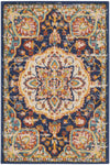 Nourison Passion Navy Multicolor 1'10" x 2'10" Area -rug, Farmhouse, Transitional, Bed Room, Living Room, Dining Room, Kitchen, Easy -cleaning, Non Shedding, (2' x 3')