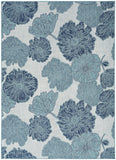 Nourison Garden Oasis Indoor-Outdoor Blue 4' x 6' Area Rug, Easy Cleaning, Non Shedding, Bed Room, Living Room, Dining Room, Backyard, Deck, Patio (4x6)