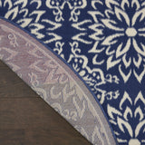 Nourison Jubilant Floral Navy/Ivory 5'3'' x Round Area-Rug, Easy-Cleaning, Non Shedding, Bed Room, Living Room, Dining Room, Kitchen (5 Round)