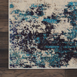 Nourison Celestial Modern Abstract Ivory/Teal Blue 3'11'' x 5'11'' Area-Rug, Easy-Cleaning, Non Shedding, Bed Room, Living Room, Dining Room, Kitchen (4x6)