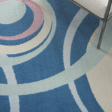 Nourison Grafix Geometric Blue Multi Colored 3'9" x 5'9" Area Rug, Easy Cleaning, Non Shedding, Bed Room, Living Room, Dining Room, Kitchen (4x6)