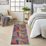 Nourison Aloha Indoor-Outdoor Navy Multicolor 2' x 6' Area Rug, Easy Cleaning, Non Shedding, Bed Room, Living Room, Dining Room, Backyard, Deck, Patio (2x6)