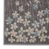Nourison Tranquil Floral Grey/Beige 2'3" x 7'3" Area Rug, Easy Cleaning, Non Shedding, Bed Room, Living Room, Dining Room, Kitchen (2x7)