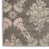 Nourison Tranquil Damask Grey/Pink 4' x 6' Area -Rug, Easy -Cleaning, Non Shedding, Bed Room, Living Room, Dining Room, Kitchen (4x6)