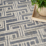Nourison Serenity Home Geometric Blue Ivory 2'2" x 7'6 Area -Rug, Easy -Cleaning, Non Shedding, Bed Room, Living Room, Dining Room, Backyard, Deck, Patio (2x8)