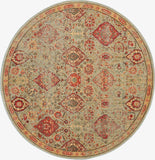Nourison Somerset Bohemian Light Green 5'6" x Round Area -Rug, Easy -Cleaning, Non Shedding, Bed Room, Living Room, Dining Room, Kitchen (6 Round)" }
