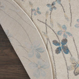 Nourison Tranquil Floral Ivory 5'3" x Round Area -Rug, Easy -Cleaning, Non Shedding, Bed Room, Living Room, Dining Room, Kitchen (5 Round)
