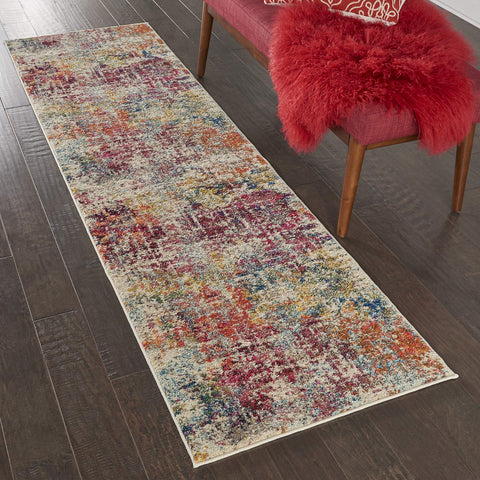 Nourison Celestial Pink/Multicolor 2' x 6' Area Rug, Vintage, Abstract, Easy Cleaning, Non Shedding, Bed Room, Living Room, Dining Room, Kitchen, (6' x Runner)