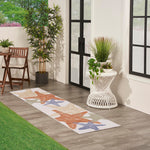 Nourison Aloha Indoor/Outdoor Ivory Multicolor 2'3" x 8' Area Rug, Easy Cleaning, Non Shedding, Bed Room, Living Room, Dining Room, Backyard, Deck, Patio (2x8)
