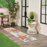 Nourison Aloha Indoor/Outdoor Ivory Multicolor 2'3" x 8' Area Rug, Easy Cleaning, Non Shedding, Bed Room, Living Room, Dining Room, Backyard, Deck, Patio (2x8)