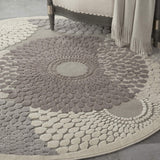 Nourison Graphic Illusions Mid-century Grey 4' x ROUND Area Rug, Easy Cleaning, Non Shedding, Bed Room, Living Room, Dining Room, Kitchen (4 Round)