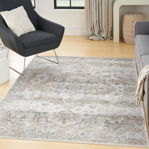 Nourison Astra Machine Washable Bohemian Silver Grey 5'3" x 7' Area Rug, Easy Clean, Non Shedding, Bed Room, Living Room, Dining Room, Kitchen (5x7)