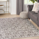 Nourison Serenity Home Geometric Grey Ivory 3'11" x 5'11" Area -Rug, Easy -Cleaning, Non Shedding, Bed Room, Living Room, Dining Room, Backyard, Deck, Patio (4x6)