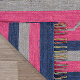 Nourison Baja Tribal Pink/Blue 2'3" x 7'6" Area -rug, Easy -cleaning, Non Shedding, Bed Room, Living Room, Dining Room, Kitchen (2x7)