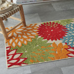 Nourison Aloha Indoor/Outdoor Green 3' x 5' Area Rug, Tropical, Botanical, Easy Cleaning, Non Shedding, Bed Room, Living Room, Dining Room, Deck, Backyard, Patio (3x5)