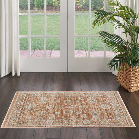 Nourison Traditional Home Traditional Terracotta 2'6" x 4'6" Area -Rug, Easy -Cleaning, Non Shedding, Bed Room, Living Room, Dining Room, Kitchen (3x5)