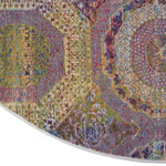 Nourison Global Vintage Geometric Multicolor 4' x Round Area -Rug, Easy -Cleaning, Non Shedding, Bed Room, Living Room, Dining Room, Kitchen (4 Round)