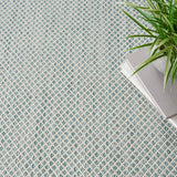 Nourison Courtyard 4' x Square Ivory Aqua Fabric Modern Area Rug (4' Square)