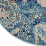 Nourison Tranquil Botanical Turquoise 5'3'' x Round Area-Rug, Easy-Cleaning, Non Shedding, Bed Room, Living Room, Dining Room, Kitchen (5 Round)