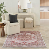 Nourison Vintage Home Vintage Ivory Red 5' x 7' Area -Rug, Easy -Cleaning, Non Shedding, Bed Room, Living Room, Dining Room, Backyard, Deck, Patio (5x7)