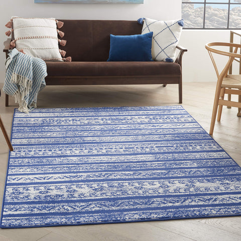 Nourison Whimsicle Tribal Navy Ivory 4' x 6' Area Rug, Easy Cleaning, Non Shedding, Bed Room, Living Room, Dining Room, Kitchen (4x6)