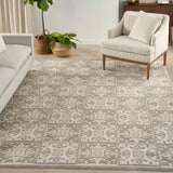 Nourison Aloha Indoor-Outdoor Ivory/Grey 3'6" x 5'6" Area Rug, Easy Cleaning, Non Shedding, Bed Room, Living Room, Dining Room, Kitchen (4x6)