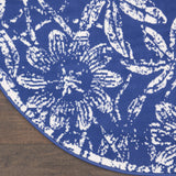 Nourison Whimsicle Floral Navy 5' x Round Area Rug, Easy Cleaning, Non Shedding, Bed Room, Living Room, Dining Room, Kitchen (5 Round)