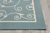 Nourison Home & Garden Indoor-Outdoor Light Blue 4'3" x 6'3" Area Rug, Easy Clean, Non Shedding, Bed Room, Living Room, Dining Room, Kitchen (4x6)